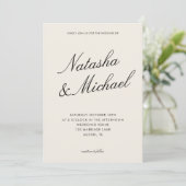 Minimalist Classy Black and Ivory Wedding Einladung (Stehend Vorderseite)