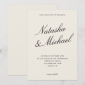 Minimalist Classy Black and Ivory Wedding Einladung (Vorne/Hinten)