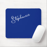 Minimalist Classy Blue Personalized Script Name  Mousepad<br><div class="desc">Minimalist Classy Navy Blue Personalized Script Name Mousepad. Simple to customize,   just add a name or your own text. Perfect for office,  home office,  home decor,  work station,  kids rooms,  back to school and going away to college gifts. Order yours today!</div>
