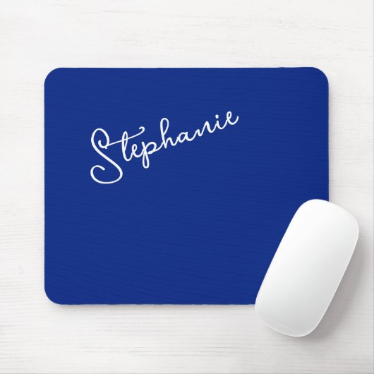 Minimalist Classy Blue Personalized Script Name  Mousepad (Mit Mouse)