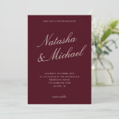 Minimalist Classy Burgundy Wedding Einladung (Stehend Vorderseite)
