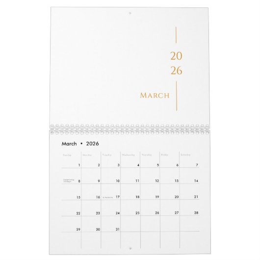 Minimalist Clean Design Kalender (Mär 2026)