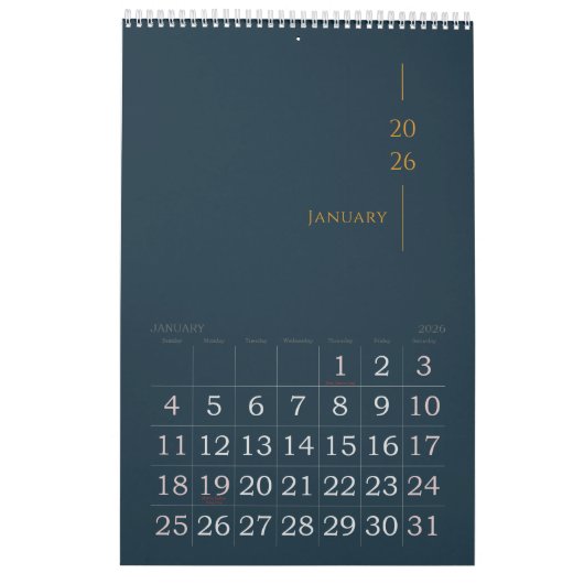 Minimalist Clean Design Kalender (Jan 2026)