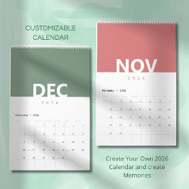 Minimalist Clean Modern Color Design Calendar Kalender