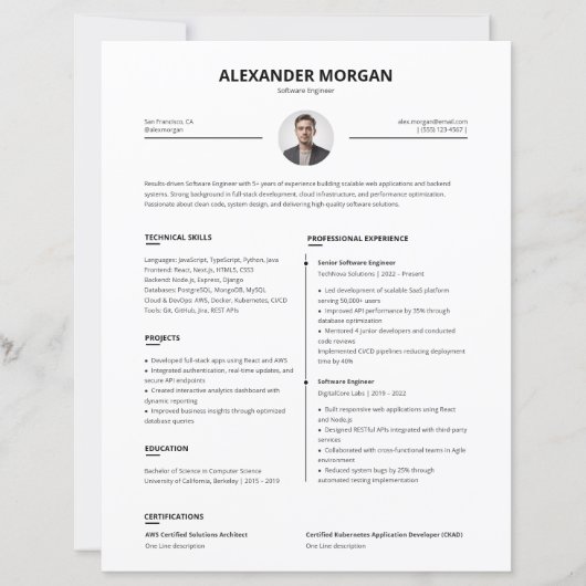 Minimalist Clean Professional Pro Resume  (Vorderseite)