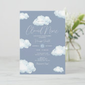 Minimalist Cloud Nine Baby Shower Party Einladung (Stehend Vorderseite)