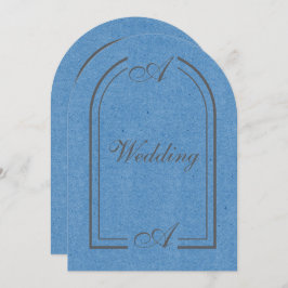 Minimalist Cobalt Blue and Gray Arch Wedding Einladung