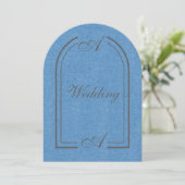 Minimalist Cobalt Blue and Gray Arch Wedding Einladung (Stehend Vorderseite)