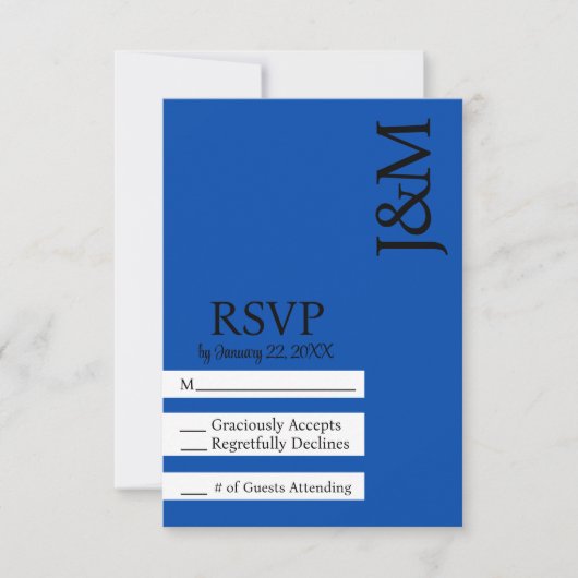 Minimalist Cobalt Blue RSVP card (Vorderseite)