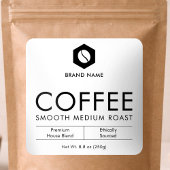 Minimalist Coffee Beans Pouch Jar Packaging Design Quadratischer Aufkleber