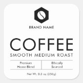 Minimalist Coffee Beans Pouch Jar Packaging Design Quadratischer Aufkleber (Vorderseite)