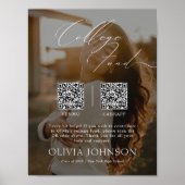 Minimalist College Fund w/ Photo & 2 QR Codes Poster (Vorne)
