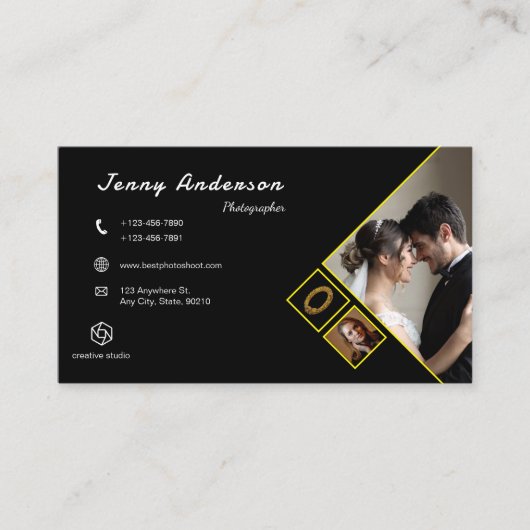 Minimalist Company Logo QR Code Photographer Visitenkarte (Vorderseite)