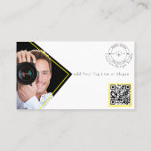 Minimalist Company Logo QR Code Photographer White Visitenkarte (Rückseite)