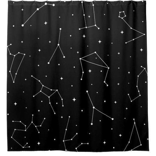 Minimalist Constellation Pattern in Black & White Duschvorhang (Vorderseite)