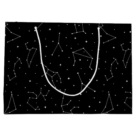 Minimalist Constellation Pattern in Black & White Große Geschenktüte (Rückseite)
