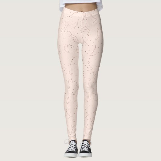 Minimalist Constellation Pattern in Pink & Brown Leggings (Vorderseite)