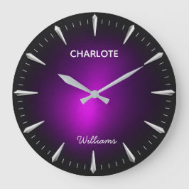 Minimalist Contemporary Modern Purple Große Wanduhr