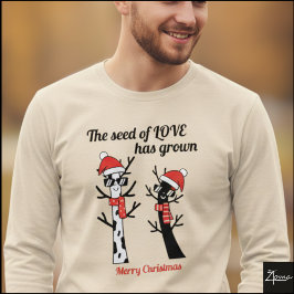 Minimalist Cool Christmas Reindeer Tree Graphic Tri-Blend Shirt