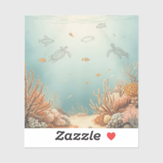 Minimalist Coral Reef Painting Images collection  Aufkleber