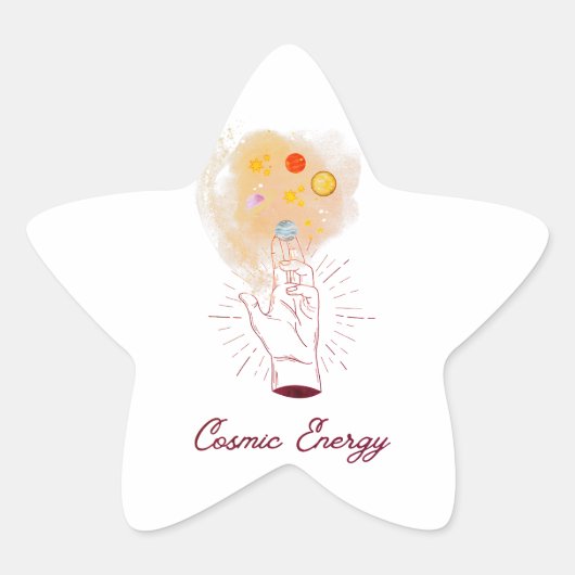 Minimalist Cosmic Hand Sticker - Celestial Line Ar (Vorderseite)