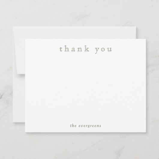 Minimalist Couples Family Sage Green Thank You  Mitteilungskarte (Vorderseite)