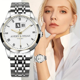 Minimalist Couples’ Personalized  Names Initials  Armbanduhr