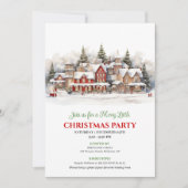 Minimalist cozy Christmas village holiday scene Einladung (Vorderseite)