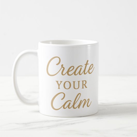 Minimalist Cozy Quote Mug – “Create Your Calm” Kaffeetasse (Links)