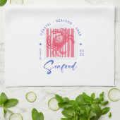 Minimalist Crab Seafood Beach Coastal  Geschirrtuch (Gefaltet)