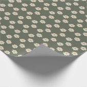 Minimalist Cream Flowers Dark Green Wrapping Paper Geschenkpapier (Ecke)