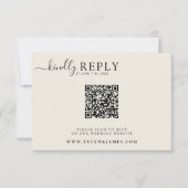 Minimalist Cream Milky Boho Chic QR Code Wedding RSVP Karte (Vorderseite)