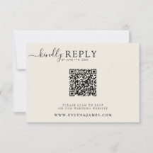 Minimalist Cream Milky Boho Chic QR Code Wedding