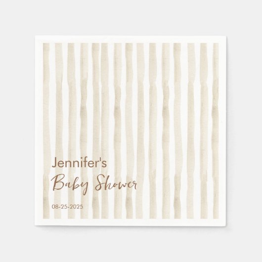 Minimalist Cream Vertical Stripe Rustic Baby Serviette (Vorderseite)