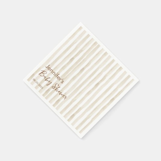 Minimalist Cream Vertical Stripe Rustic Baby Serviette (Ecke)