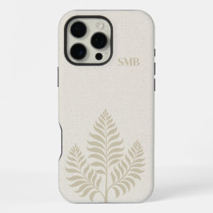 Minimalist Creme Botanical Monogramm iPhone 16 Pro Max Hülle