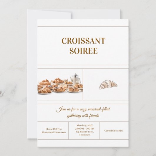 Minimalist Croissant Invitation Einladung (Vorderseite)