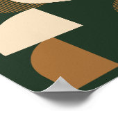 Minimalist Curved Shapes on Dark Green Background Poster (Ecke)