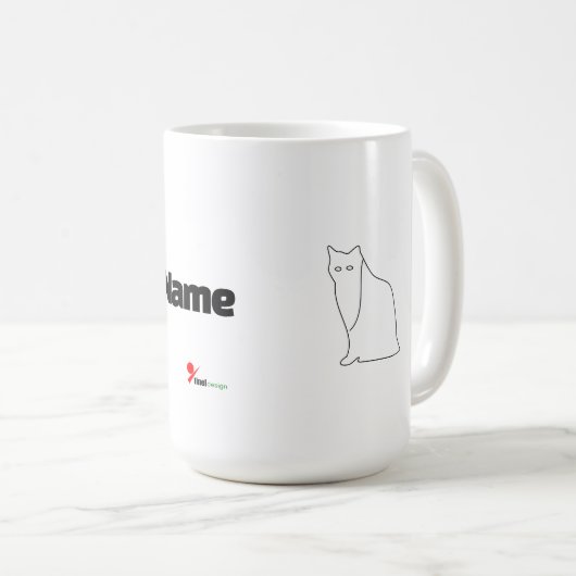 Minimalist Custom Cat Name Mug | Abstract Line Art Kaffeetasse (VorderseiteRechts)