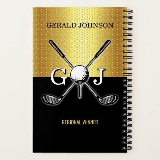 Minimalist Custom Elegant Golf Monogram Notebook Notizblock (Rückseite)
