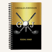 Minimalist Custom Elegant Golf Monogram Notebook Notizblock (Vorderseite)