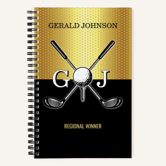 Minimalist Custom Elegant Golf Monogram Notebook Notizblock (Vorderseite)