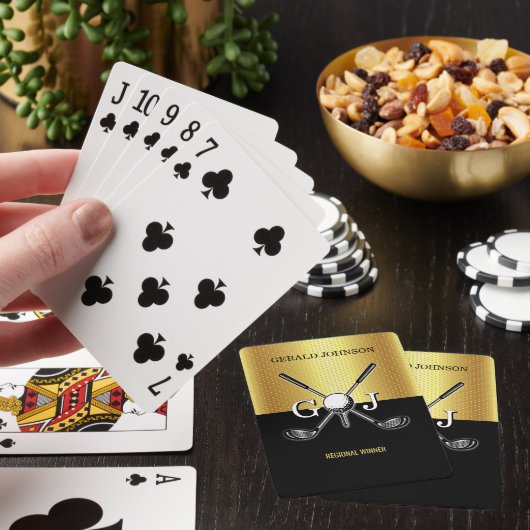 Minimalist Custom Elegant Golf Monogram Notebook Spielkarten (In Situ)