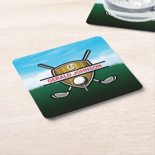 Minimalist Custom Elegant Golf Monogram Rechteckiger Pappuntersetzer (angewinkelt)