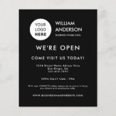Minimalist Custom Logo Modern Black Grand Opening  Flyer (Hinten)