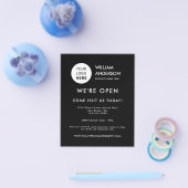 Minimalist Custom Logo Modern Black Grand Opening Flyer (Einzeln)
