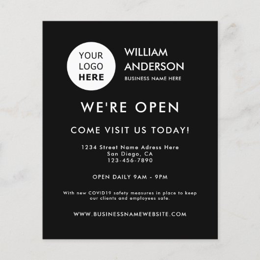 Minimalist Custom Logo Modern Black Grand Opening Flyer (Vorne)