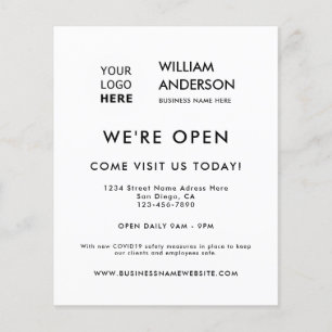 Minimalist Custom Logo Modern White Grand Opening Flyer