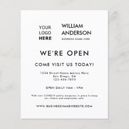 Minimalist Custom Logo Modern White Grand Opening Flyer