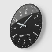 Minimalist Custom Name Office Modern Black Große Wanduhr (Winkel)